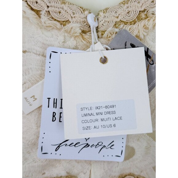 NWT Free People Ixiah Liminal Ivory Lace Ruffle Mini Dress | Grunge Fairycore 6 - Picture 14 of 16